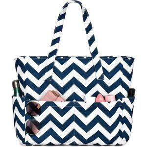 Beach Bags for Women Dark Blue Wave